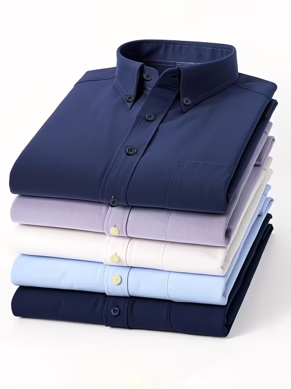 Men'S Classic Solid Color Oxford Blend Shirt