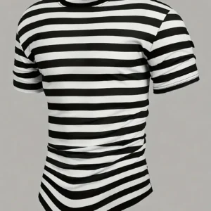 Men's Casual 3D Striped Knit T-Shirt