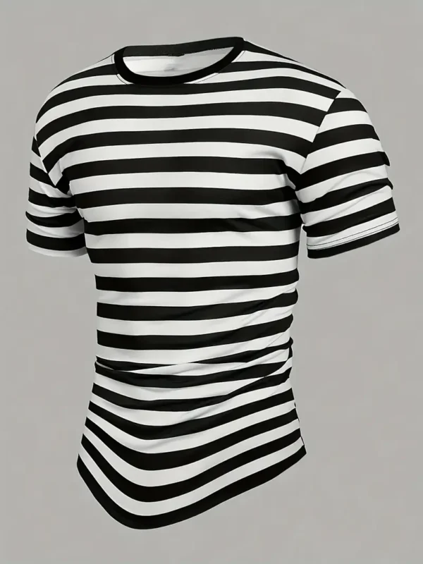 Men's Casual 3D Striped Knit T-Shirt