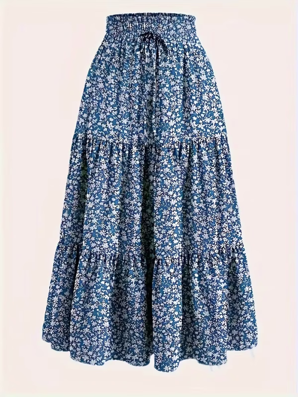 Bohemian Floral Print A-Line Skirt