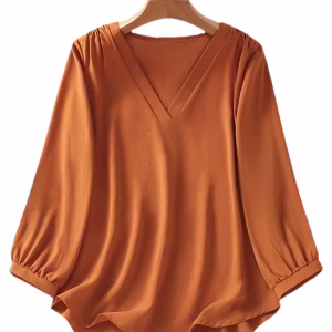 Muffyfan Women's V-Neck Three-Quarter Sleeve Blouse